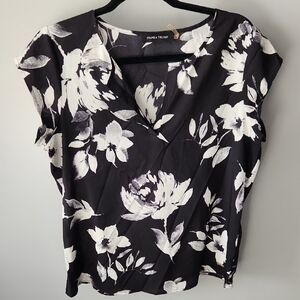 Ivanka Trump Black and White Floral Blouse